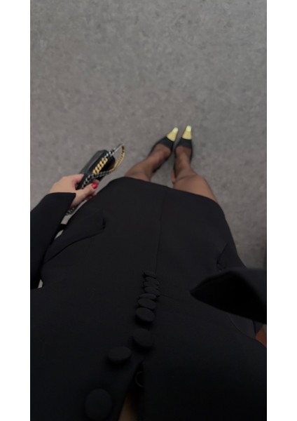 Kumaş Düğmeli Siyah Elbise indirimleri