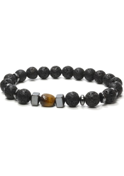 Lav Taşı Hematit Kaplan Gözü Doğal Taş Bileklik