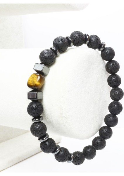 Lav Taşı Hematit Kaplan Gözü Doğal Taş Bileklik modelleri