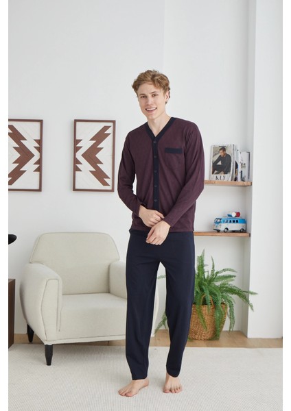 Kocabey 9252 Erkek V Yaka Boydan Düğmeli Pijama Takımı