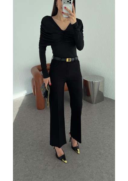 Likralı Siyah Flare Jean modelleri