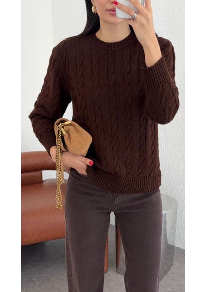 Acı Kahve Saç Örgü Kazak fiyatları