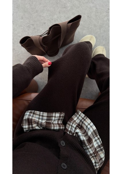 Hırkalı Kahverengi Triko Takım indirimleri