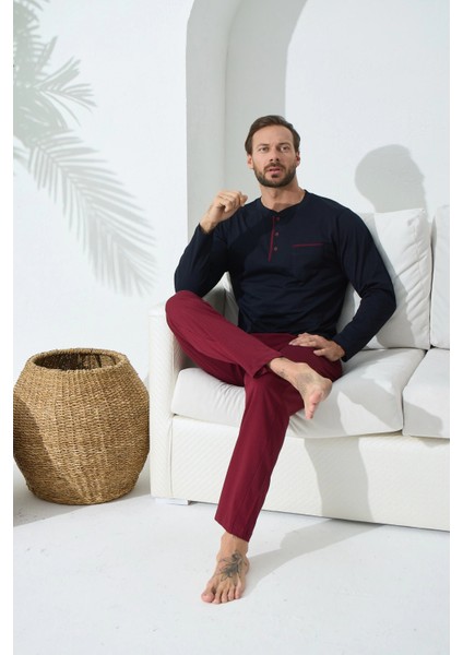 Kocabey 9221 Erkek Midi Yaka Pijama Takım
