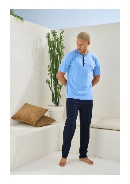 Kocabey 2104 Erkek Midi Yaka Pijama Takım