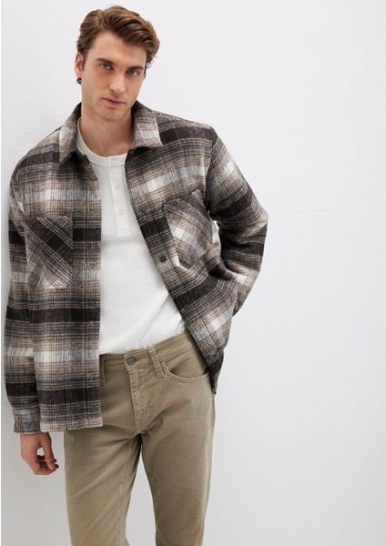 Kareli Kahverengi Ceket 0110745-91228 modelleri