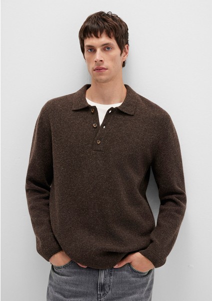 Yün Karışımlı Kahverengi Triko Polo 0710255-70251 fiyatları