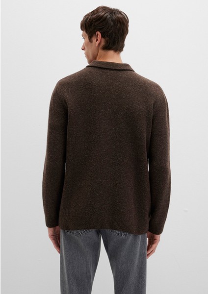 Yün Karışımlı Kahverengi Triko Polo 0710255-70251 indirimleri