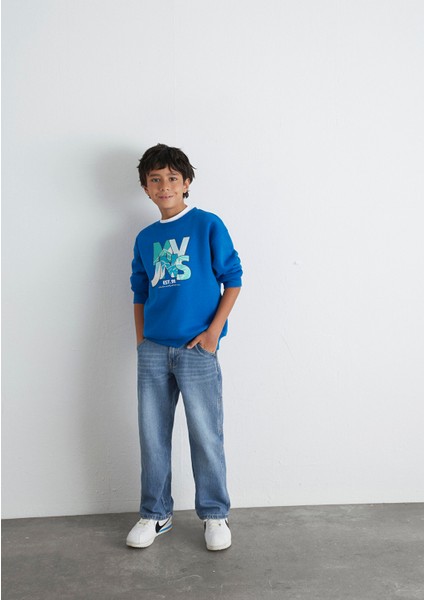 MVJNS Bisiklet Yaka Mavi Sweatshirt 6S10157-82491 fiyatları