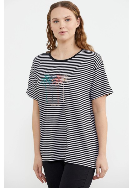 Sementa 76324 Sıfır Yaka Nakış Detaylı Çizgili Penye Takım fiyatları