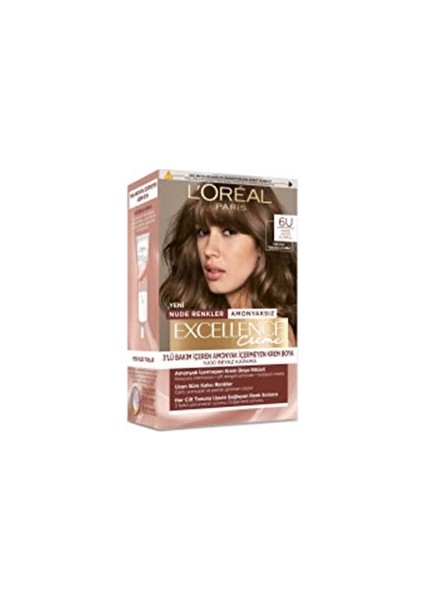 Loreal Excellence Creme Nude Renkler Saç Boyası 6u Koyu Kumral