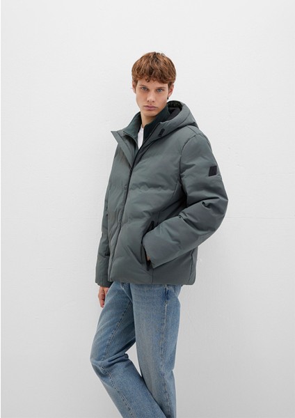 Su İtici Kapüşonlu Yeşil Şişme Mont 0110651-71598 fiyatları