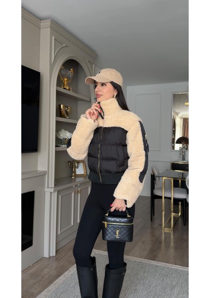 Peluş Detaylı Şişme Mont