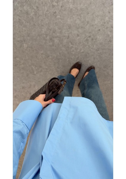 Poplin Mavi Kruvaze Gömlek modelleri