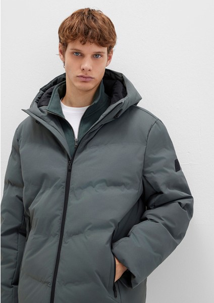 Su İtici Kapüşonlu Yeşil Şişme Mont 0110651-71598