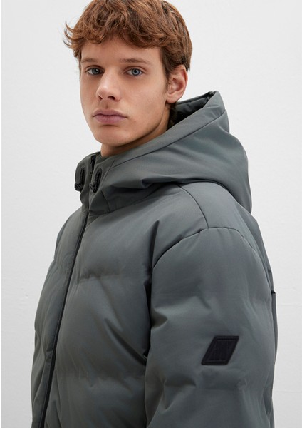 Su İtici Kapüşonlu Yeşil Şişme Mont 0110651-71598