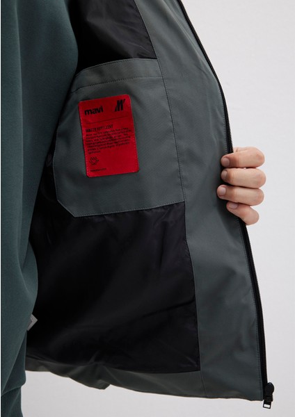 Su İtici Kapüşonlu Yeşil Şişme Mont 0110651-71598