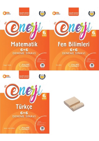 Palme 6. Sınıf Enerji 6+6 Matematik Fen Türkçe Deneme Sınavı 3lü Set + Telefon Standı