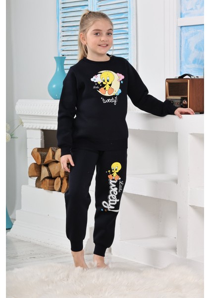 Kapitex 6182 Kız Çocuk Twety Baskılı Uzun Kol Pijama Takımı