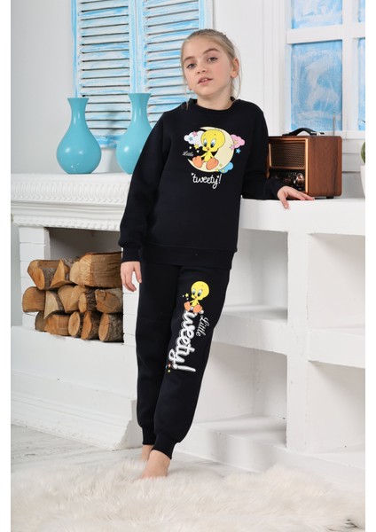 Kapitex 6182 Kız Çocuk Twety Baskılı Uzun Kol Pijama Takımı