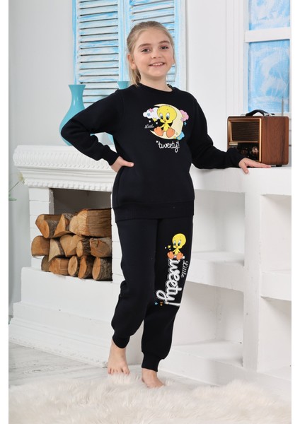 Kapitex 6182 Kız Çocuk Twety Baskılı Uzun Kol Pijama Takımı