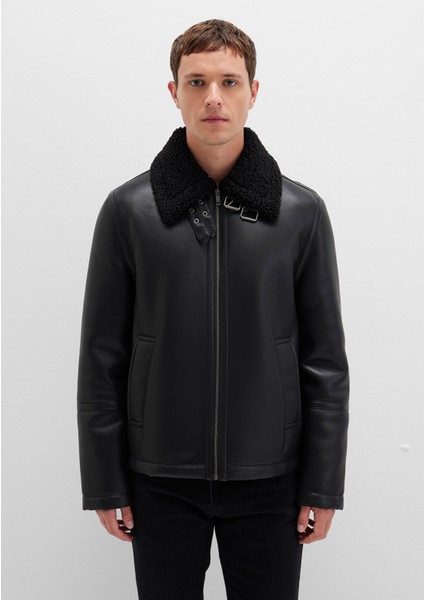 Suni Kürk Detaylı Siyah Suni Deri Ceket 0110670-71379 fırsatları
