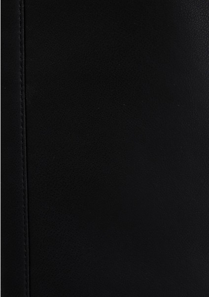 Suni Kürk Detaylı Siyah Suni Deri Ceket 0110670-71379