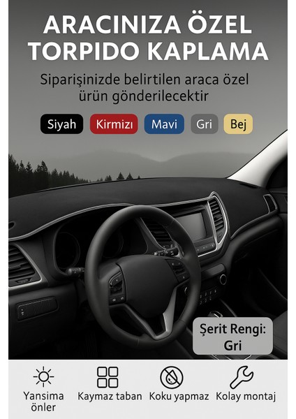 Renault Clio 4 - 3D Torpido Koruma Kılıfı - Ön Göğüs Kaplama - Gri Şerit Trobus Clio (2012–2019)