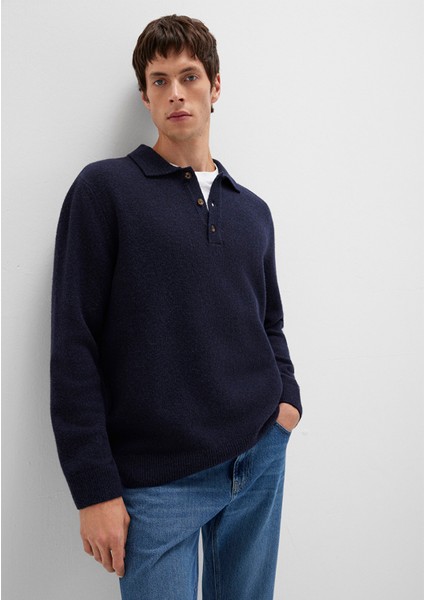 Yün Karışımlı Lacivert Triko Polo 0710255-70490 modelleri