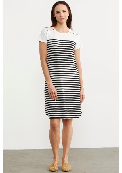 Sementa 77482 Düğme Detaylı Çizgili Penye Elbise fiyatları