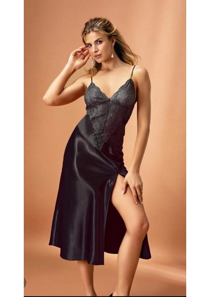 Nurteks 7136 Kadın Saten Uzun Gecelik