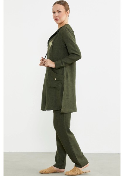 Sementa 76473 Büyük Beden Keten Görünümlü Üçlü Takım indirimleri