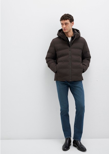 Kapüşonlu Kahverengi Şişme Mont 0110652-70219 modelleri