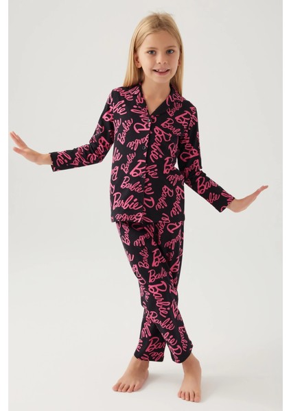 Barbie 1767-3 Kız Çocuk Gömlek Pijama Takımı modelleri