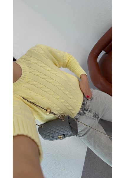 Sarı Saç Örgü Kazak modelleri