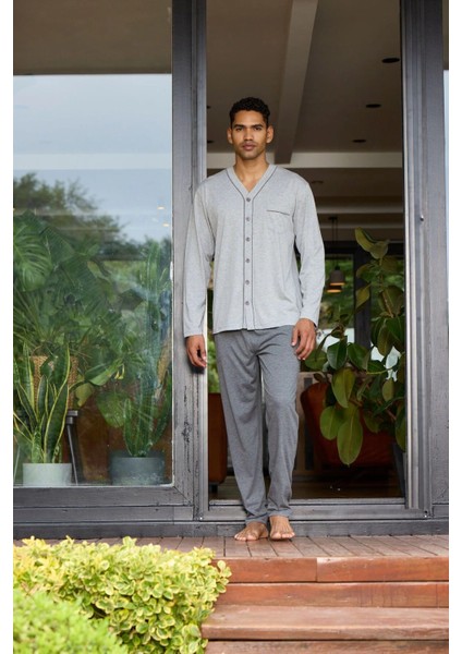 Kocabey 9134 Erkek V Yaka Boydan Düğmeli Pijama Takımı