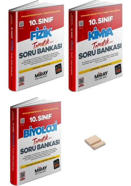Miray 10. Sınıf Fizik Kimya ve Biyoloji Soru Bankası 3lü Set + Telefon Standı
