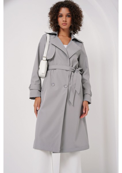 Kadın BDART Düğmeli Astarlı Trençkot Grey