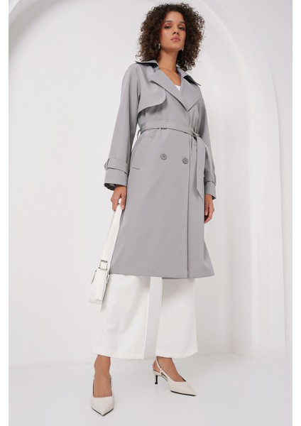 Kadın BDART Düğmeli Astarlı Trençkot Grey