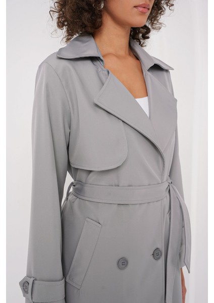 Kadın BDART Düğmeli Astarlı Trençkot Grey