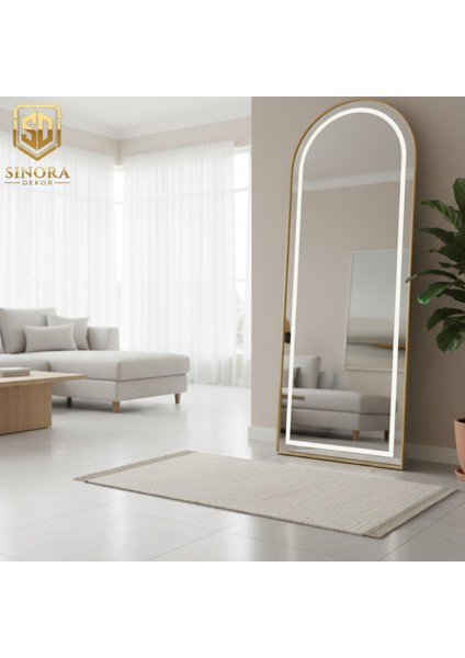 Işıklı Metal Çerçeveli Influencer Boy Ayna Gold – Ayaklı & Katlanabilir