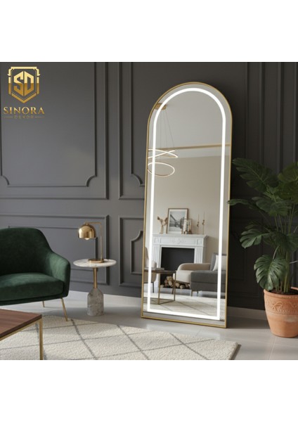 Işıklı Metal Çerçeveli Influencer Boy Ayna Gold – Ayaklı & Katlanabilir modelleri