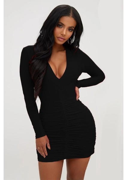 Büzgülü Mini Elbise