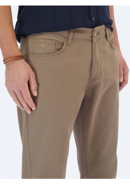 Fındık Düz Dokuma Slim Fit Casual Pamuk Karışımlı Pantolon