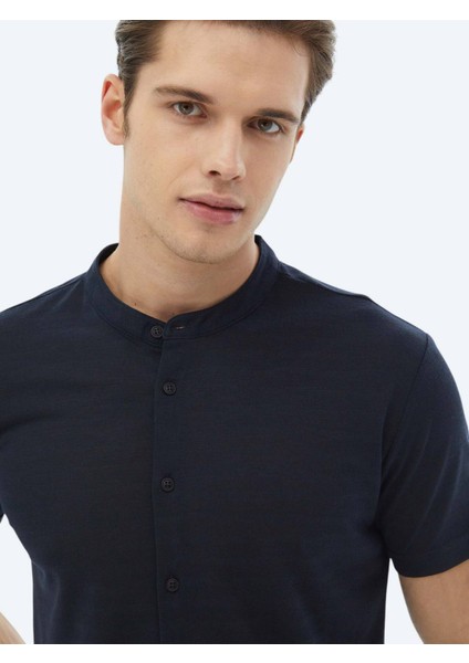 Lacivert Düz Regular Fit Casual Gömlek