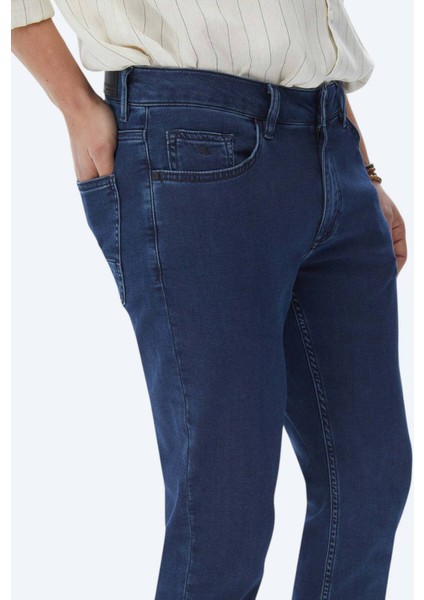 Lacivert Slim Fit Denim Pamuk Karışımlı Pantolon