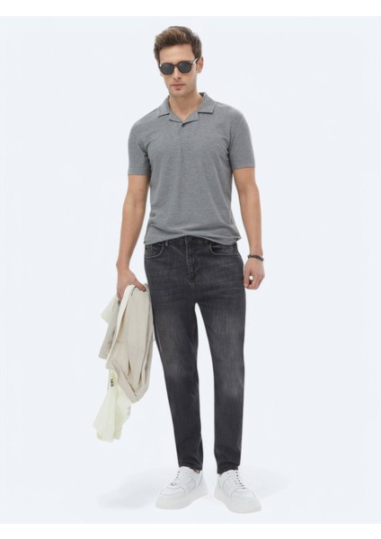 Antrasit Carrot Fit Denim Pamuk Karışımlı Pantolon