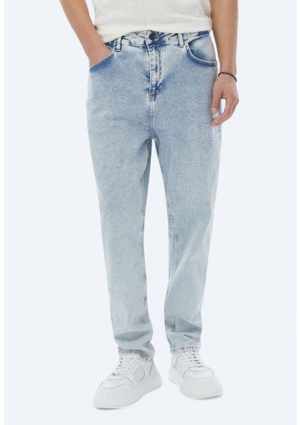 Açık Mavi Carrot Fit Denim %100 Pamuk Pantolon