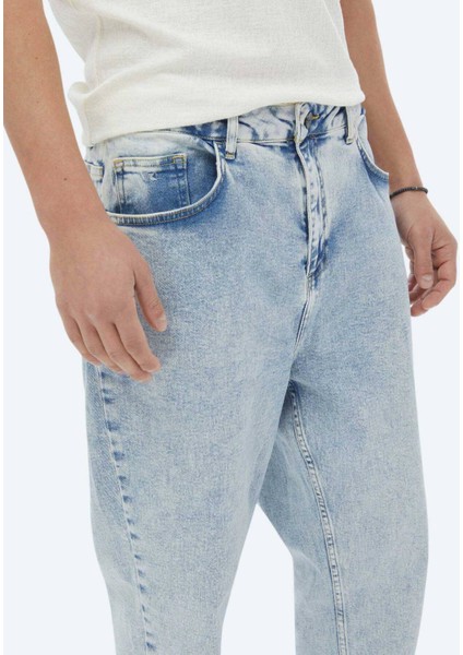 Açık Mavi Carrot Fit Denim %100 Pamuk Pantolon