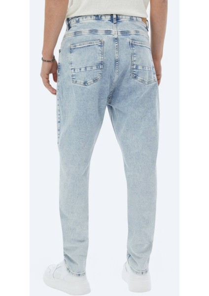 Açık Mavi Carrot Fit Denim %100 Pamuk Pantolon